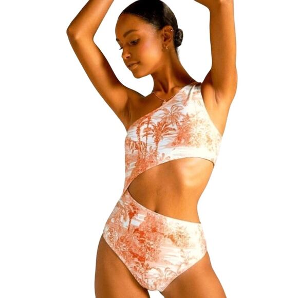 Noli Yoga Swimwear Isla One Piece Swimsuit Paradise Orange Size Large NWT - Picture 3 of 8